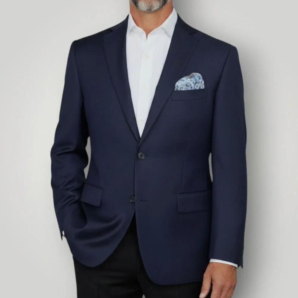 MICHAEL KORS Mens Navy Blazer 46L Sport Coat 2-Button Jacket Stretch Classic